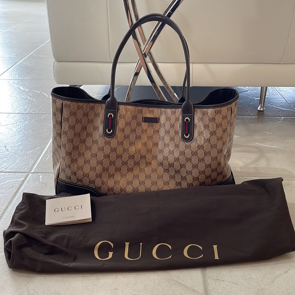 Leather and coated Gucci g’s tote bag